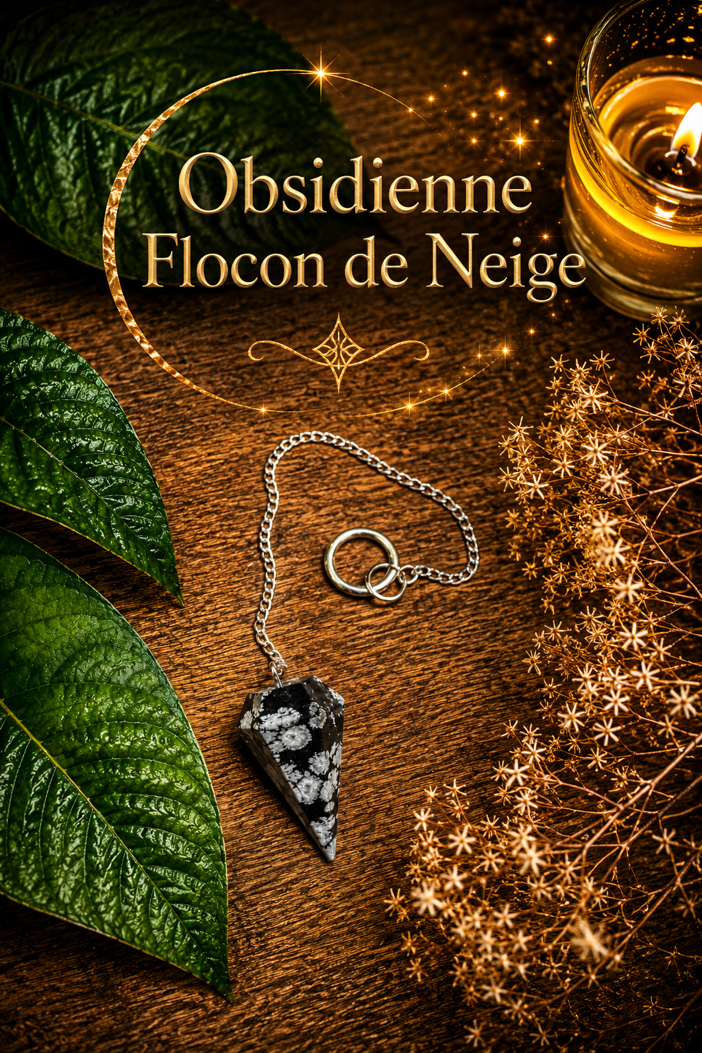 Pendule • Obsidienne Flocon de Neige